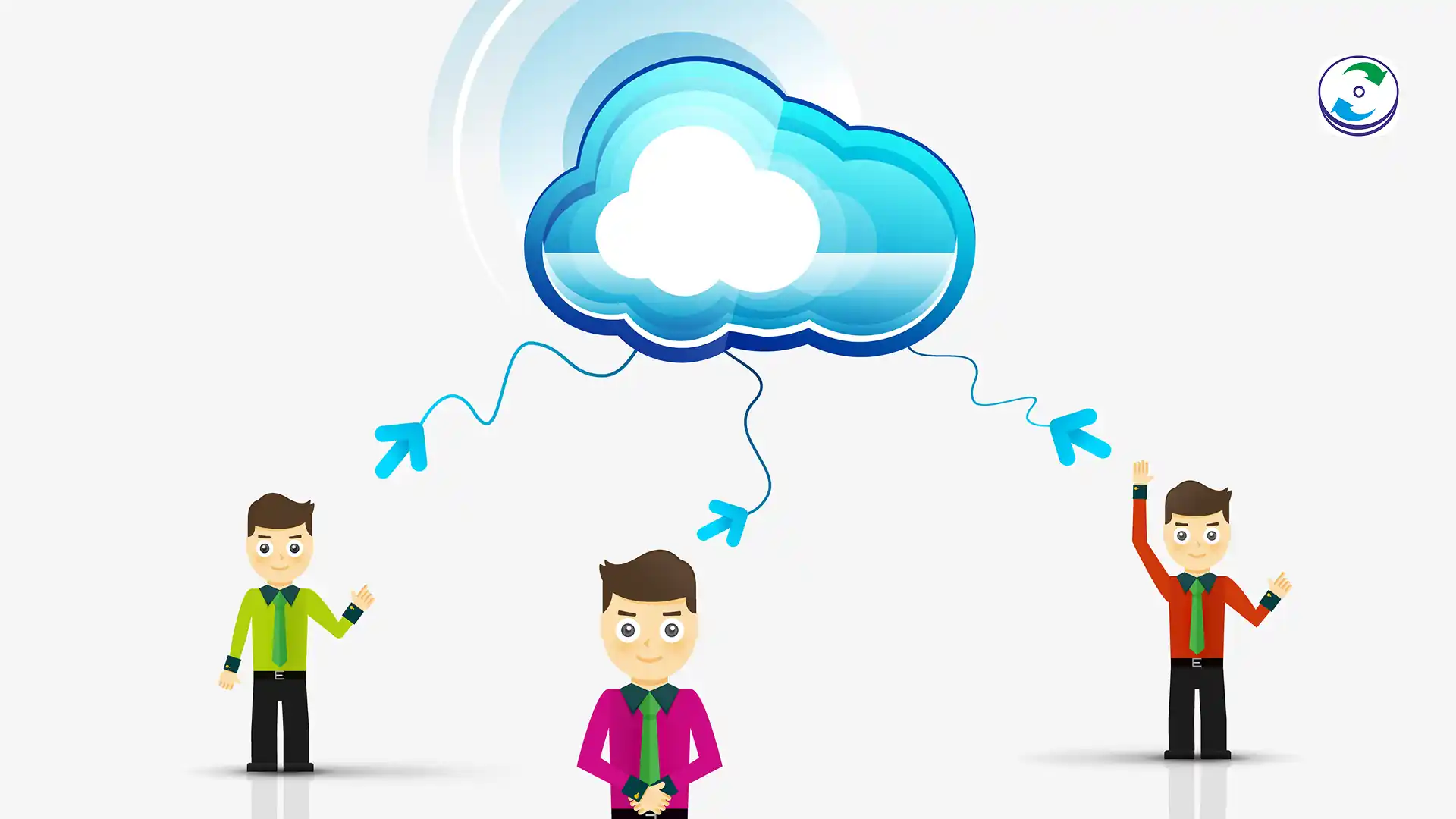 A symbolic graphic showing a large cloud icon with a clear divider line running through the middle, separating the cloud (provider's responsibility) from small, vulnerable data files (customer's responsibility).